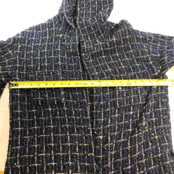 Okma Shop Women tweed lurex knit hooded sequins embellished hoodie, sz medium - Picture 8 of 12